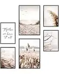 Heimlich® Tableau Décoration Murale - SANS Cadres - Set de Poster Premium pour la Maison, Bureau, Salon, Chambre, Cuisine - 2 x (30x42cm) et 4 x (21x30cm) | »Mindful Beige Beach «