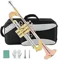 EASTROCK Bb Trumpet Standard Trumpet Set with Carrying Case,Gloves, 7C Mouthpiece, Cleaning Kit, Tuning Rod (Cupronickel)