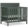 Dream On Me Bellport 4 in 1 Convertible Mini/Portable Crib In Safari Green, Non-Toxic Finish, Made of Sustainable New Zealand Pinewood, With 3 Mattress Height Settings, 40"L x 25"W x 33"H