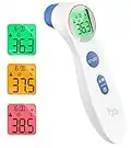 Forehead Thermometer for Adults and Kids, Digital Infrared Thermometer for Home with Fever Alarm, 1s Reading and Three-Colors Indicator - No-Touch and Accurate