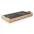 Plancha de table Tristar Bamboo Grill XL BP-2641 noire - 6 personnes - Plaque de cuisson en fonte d'aluminium 51 x 25,4 cm