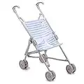 Jc Toys- Silla de paseo plegable modo paraguas, para muñecas de hasta 45 cm, ideal para jugar y pasear, blanco y rosa a rayas, decoración elefante, diseñado por Berenguer, +2 años