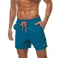 donhobo Men's Swim Trunks Board Shorts Beach Pants Swimming Waterproof Quick Dry Surfing Boardshorts(Peacock Blue,M)