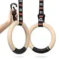 Gonex Gymnastic Rings with Adjustable Number Straps, Olympic Rings for Gym, Workout, Exercise, Outdoor Training, Quick Install Carabiner, 8.5 ft Straps Pull Up Non-Slip Rings