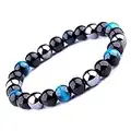 UEUC Bracelet Triple Protection Oeil de Tigre Perles en hématite et Obsidienne Noire de