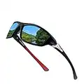 GRAFIT Unisex Polarised Sports Sunglasses Design for Ski Baseball Golf Cycling Fishing Running Driving Superlight Frame (Bright Black/Grey), L