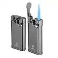 PIPITA Torch Lighter 2 Pack Windproof Cigar Lighter Single Jet Flame Refillable Butane Torch Gas Lighter with Punch Metal Firelighters (Butane NOT Include)