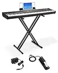 Moukey Beginner Digital Piano 88 Key Full-Size Semi-Weighted Electric Keyboard, Stand (MEP-110)