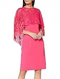 Gina Bacconi Women's Catriona Crepe Dress with Lace Overcape Vestido para Madre de la Novia, Rosa Fucshia, 36 para Mujer