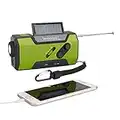 TKOOFN Radio de Emergencia Manivela FM Am, Generacion Solar Portátil Multifunción Al Aire Libre Novedad Radio con 2000mAh como Power Bank/Lámpara de Lectura de 4 Leds/Linterna LED/Alarma SOS