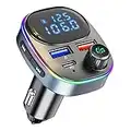 Golvery Radio Bluetooth FM Transmitter for Car, Wireless Bluetooth Car Kit with Display, Type-C PD 20W & QC3.0 USB Fast Charger, Car AUX Adapter for Hands-free Calling, U Disk Hi-Fi Music Play