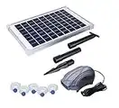 Solariver Solar Pond Aerator, DC Brushless Air Pump, 10 Watt Solar Panel, 5 Air Stones, Sun Powered Oxygenation for Fish Ponds, Aquaculture, Hydroponic, Bubbleponics, Bait Tank