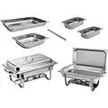 ZORRO - 2x Chafing Dish Speisewärmer Profi Set 15-Teilig in Gastro Qualität Warmhaltebehälter Edelstahl Buffet-Set