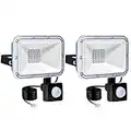 LED PIR FLUYLAYS 20W, luz de Seguridad Impermeable IP67 con Sensor de Movimiento, Luces de inundación Super Brights de 1600LM 6000k-6500k Iluminación de Pared Blanca Fresca,2 Pack