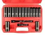 WETT 3/8-Inch Drive Deep Impact Socket Set, 16 Piece Metric Socket Set, 6 Point, Cr-V Steel, 7-22mm Sockets with 3", 6" Extension Bar