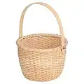 Jenngaoo Cesto in Rattan, Cestino Portafrutta Naturale Intrecciato a Mano Contenitore Rotondo Casalinghi con Manici per Decorazione, Picnic, Generi Alimentari e Deposito di Giocattoli - 8,5''x6,1''