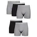 Hanes Men's 5-Pack Boxer Brief, Black/Grey, Medium