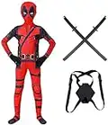 Deadpool Costume da supereroe Cosplay Vestiti con spade in PU per bambini adulti Halloween Natale tuta a tema festa film travestimento (bambino 130-140 cm)