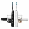 PHILIPS Battery Powered Sonicare Diamond Clean Rechargeable Toothbrush for Complete Oral Care 2-Pack Handles （Black