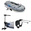 Intex 5 Person Inflatable Fishing Boat, Trolling Motor, & Boat Motor Mount Kit