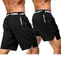 aquota 2er Pack 9" 5" Herren Sport Shorts Trainingsshorts Laufshorts Sporthose Laufhose Jogginghose Kurze Schnell Trocknend Reißverschlusstasche