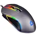 KLIM Aim Souris Gamer RGB 7000 DPI - Souris Ambidextre Ergonomique RGB Chroma pour Ordinateur - Souris PS4, PC Portable et de Bureau + Souris à Laser Optique Haute Précision - Gris