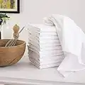 DG Collections Sac de Farine Les Serviettes Vaisselle, 100% Coton, Un Ensemble de 12 (27 x 27 Pouces), Multi-Purpose Vintage Blanc Cuisine Serviettes, très Doux, très Absorbant, Charpie,