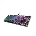 Roccat Vulcan TKL - Clavier de jeu mécanique compact RGB, rétroéclairage AIMO LED touche par touche, interrupteurs linéaires Titan, plaque supérieure en aluminium, molette multimédia, noir