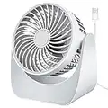 USB Desk Fan, Silent Table Fan for Bedroom 360° Rotating Desktop Fan Quiet for Sleeping, Powerful Mini Desk Top Bed Fan 3 Speeds Adjustable for Cooling Home Office Camping Travel(No Battery, White)