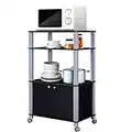 COSTWAY Scaffale da Cucina per Microonde Carrello da Cucina, con Ruote e 2 Ante, Multifunzionale e Movimento Flessibile, 60x40x98 cm (Nero)