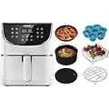 COSORI Air Fryer with 100 Recipes Cookbook, Oil Free Hot Cooker, Nonstick Basket, BPA&PFOA Free, White & Air Fryer Accessories Set, Fit All of Brands 5.5 L