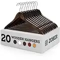 Zober Premium Wooden Hangers - Durable, Smooth-Finish, Lotus Coat Hanger Set for Clothes w/ 360 Degree Chrome Swivel Hook & Non-Slip Pants Bar - Cherry (Pack of 20)