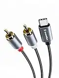 SOOMFON Cable de Audio USB C a 2RCA 2M Cable Jack Tipo C a 2 RCA Macho Audio Estéreo Cable con HiFi Sonido para Teléfono Tableta Cine en Casa DVD Amplificador Altavoz Estéreo de Coche