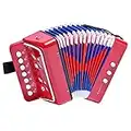 Botón de acordeón para niños, 10 teclas, instrumento musical, regalo de acordeones para niños principiantes (rojo)