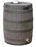 Good Ideas RW50-OAK Rain Wizard 50 Gallon Plastic Outdoor Home Rain Barrel Water Storage Collector with Brass Spigot and Flat Back Design, 58.4 cm x 78.7 cm x 55.9 cm (Oak)