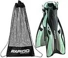 Rapido Boutique Collection Clareza - Juego de máscara de lente de vidrio templado con tres ventanas con bolsa de transporte para equipo de snorkel (verde mar, ML/XL, 9-11 / UE: 41-45)