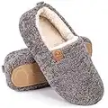 EverFoams Women's Warm Shearling Memory Foam Full Slippers Anti-Slip Lightweight Breathable Winter House, Grey, 5-6 UK