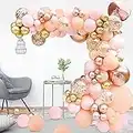 TOLOYE Kit Arco Globos Rosa, Guirnalda Globos Rosa Melocotón con Globos de Metálicos Oro Rosa Globos de Aluminio 4D Globos Confeti para Baby Shower Bodas Cumpleaños Decoraciones para Fiestas