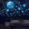 Susimond 1012PCS Glow in The Dark Stars for Ceiling, Glowing in The Dark Stickers Stars and Moon Wall Decals, Adhesive Glowing Stars Wall Stickers Star Decorations for Kids Nursery Bedroom Room(Blue)