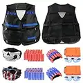 2 Pack Kids Tactical Vest Kit for Nerf Guns N-Strike Elite Series,Adjustable Jacket Kit,with 80 Refill Darts,Reload Clips,Wrist Ban,Protective Glasses,Masks,Gift for Kid Toy Play Outdoor Activities