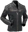 Vintage Motorcycle Leather Jackets for Men ­ Distressed Black Protective CE Armor Padded Cafe Racer Retro Biker Jacket Outerwear