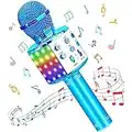 SunTop Microphone Karaoké Bluetooth Sans Fil, Haut-parleur Multifonctionnel avec Lumière LED Colorée, Parleur Intégré Chanter Player Karaoké, Micros sans fil pour KTV à la Maison/Soirée