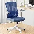 balmstar Office Chair, Ergonomic Desk Chair Home Office Desk Chairs, Breathable Mid-Back Comfortable Mesh Computer Chair with PU Silent Wheels, Flip-up Armrests, Tilt Function, Lumbar Support (Blue)