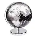 Exerz 25cm Globe Métallique Noir - en Anglais - Décoration de Bureau Éducationnel/géographique/Moderne - avec Base en métal - Diamètre: 25cm