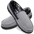 shoeslocker Mens Slippers Microsuede Moccasin Memory Foam House Shoes Grey Black size 10