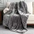 Uttermara Coperta ponderata Queen Size 6,8 kg 152,4 x 203,2 cm, coperta pesante Sherpa con morbido pile morbido, comoda coperta spessa per dormire e rilassarsi, grigio