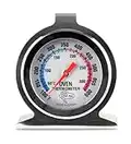 Chef Aid Stainless Steel Oven Thermometer for use with fan, gas, electric, pizza oven, air fryer, or range cooker - cooking/baking/grilling/BBQ, hang or stand inside oven, Easy to read display