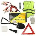 8-in-1 Kit di Emergenza Auto, Accessori Invernali| Attrezzi di Sopravvivenza di Sicurezza, Assistenza Stradale| Cavi di Avviamento del Ponticello Giubbotto Riflettente Poncho Triangolo Segnalazione.