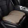 LARROUS Comfort Memory Foam Seat Cushion for Car Seat Driver, Tailbone (Coccyx) Pain Relief Pad for Driving, Office Chair (Beige)