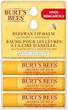 Burt's Bees Moisturizing Lip Balm for Dry Chapped Lips, 100% Natural Origin, Original Beeswax with Vitamin E & Peppermint Oil, 3 Tubes, Value Pack